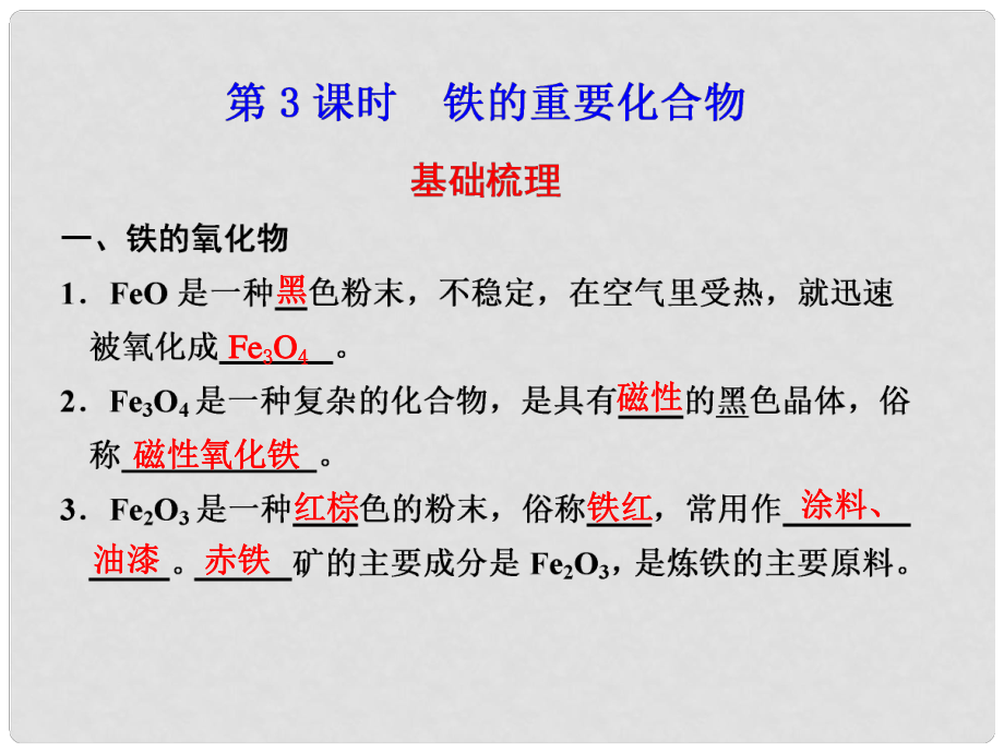 山東省臨清市高中化學 第3章 第2節(jié) 幾種重要的金屬化合物（3）課件 新人教版必修1_第1頁