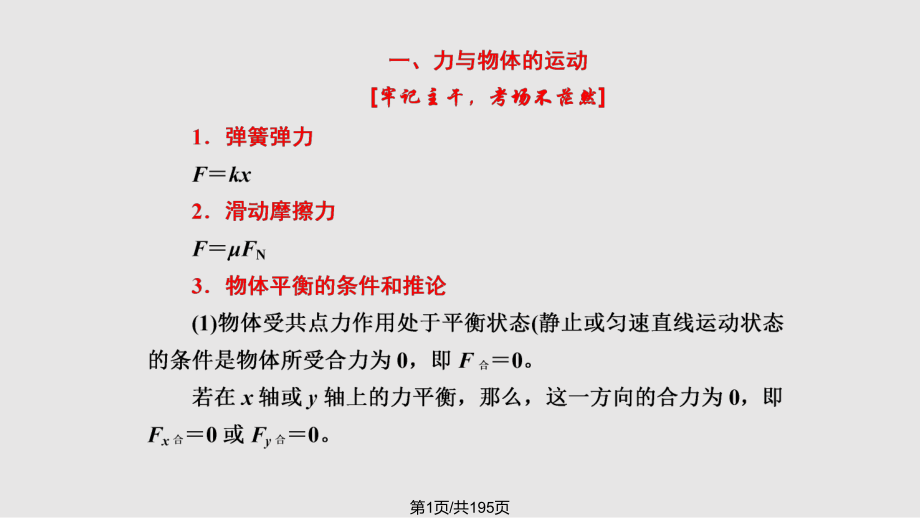 屆高三物理二輪復習 二考前再憶基礎知識保持狀態(tài)滿懷信心入考場全國通用PPT課件_第1頁