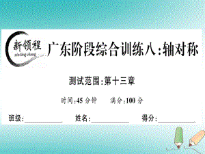 八年級數(shù)學(xué)上冊 階段綜合訓(xùn)練八 軸對稱 （新版）新人教版