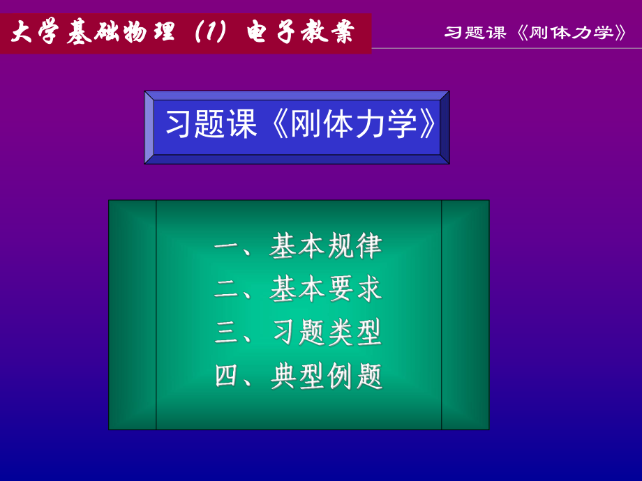 大學(xué)基礎(chǔ)物理電子教案：4習(xí)題課 剛體力學(xué)_第1頁