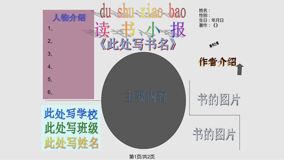 讀書小報 模板PPT課件_第1頁