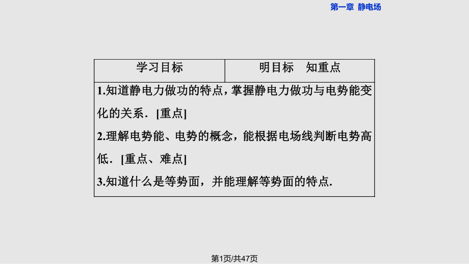 高中物理靜電場電勢能和電勢 新人教選修PPT課件_第1頁