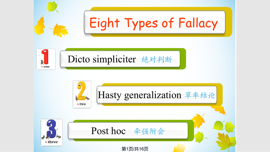 高英 logic fallacy 八大邏輯謬誤PPT課件_第1頁