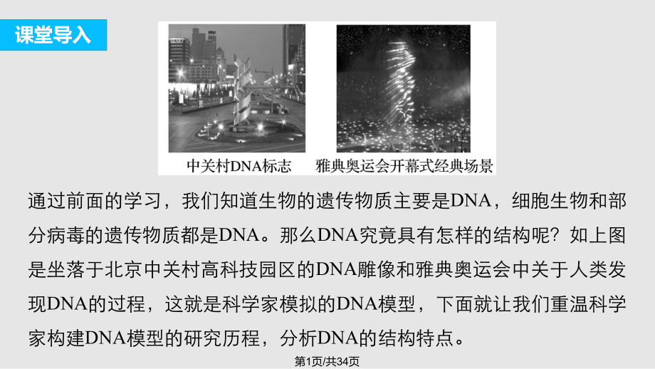 高中生物 DNA的分子結(jié)構(gòu)和特點 浙科必修PPT課件_第1頁