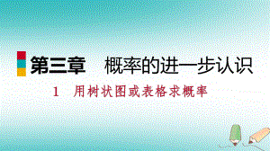 九年級數(shù)學(xué)上冊 第三章 概率的進(jìn)一步認(rèn)識 1 用樹狀圖或表格求概率 第1課時(shí) 用樹狀圖或表格求概率習(xí)題 （新版）北師大版