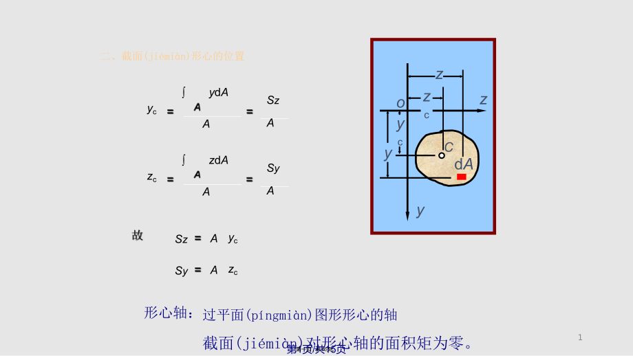 截面的幾何性質(zhì)面積矩慣性矩慣性積平行移軸公式實用教案_第1頁