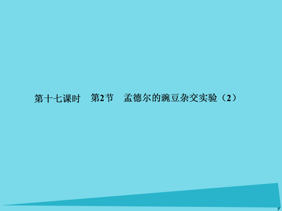 屆高考高考生物一輪復(fù)習(xí) 第一章 遺傳因子的發(fā)現(xiàn)（第十七課時(shí)）第2節(jié) 孟德爾的豌豆雜交實(shí)驗(yàn)（2）課件 新人教版必修_第1頁