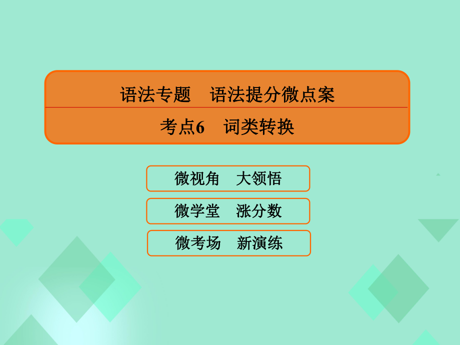 屆高三英語(yǔ)一輪復(fù)習(xí) 語(yǔ)法提分微點(diǎn)案 考點(diǎn)6 詞類(lèi)轉(zhuǎn)換課件_第1頁(yè)