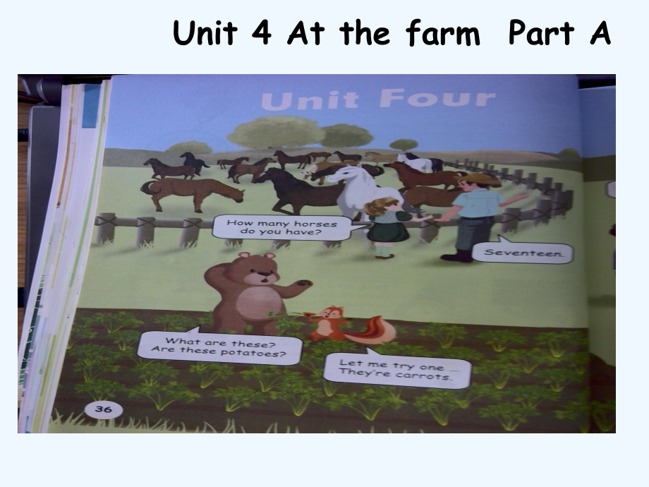 四年级下册英语课件-Unit 4 At the farm A_人教（PEP）（202X秋） (共26张PPT)_第1页