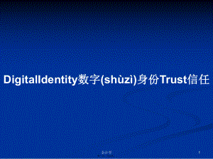 DigitalIdentity数字身份Trust信任学习教案