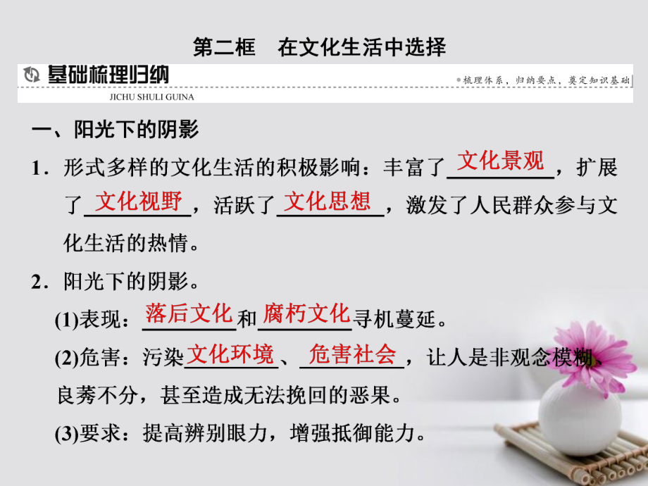 政治 第八課 走進(jìn)文化生活 第二框 在文化生活中選擇 新人教版必修3_第1頁(yè)