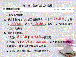 政治 第八課 走進文化生活 第二框 在文化生活中選擇 新人教版必修3