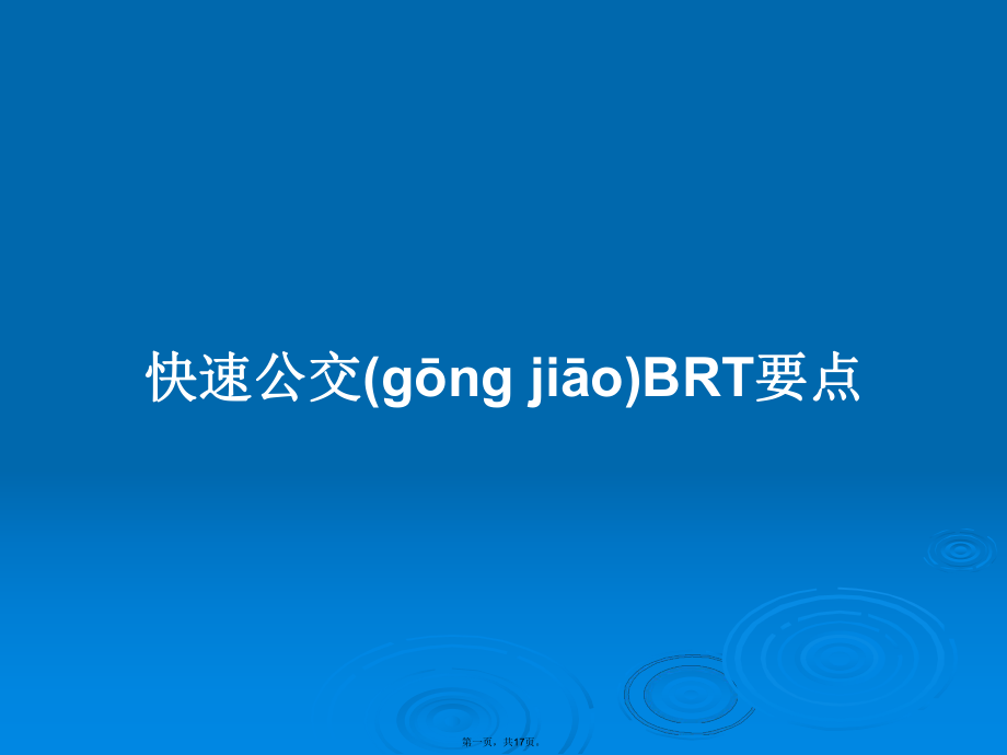 快速公交BRT要点学习教案_第1页