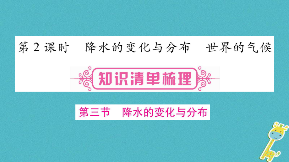 地理總七上 第3章 天氣與氣候 第2課時 降水的變化與分布 世界氣候_第1頁