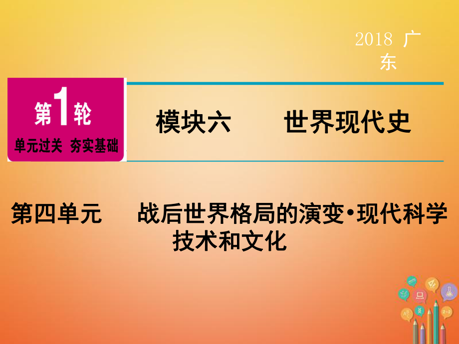 歷史第1輪 單元過關(guān) 夯實基礎(chǔ) 模塊6 世界現(xiàn)代史 第4單元 戰(zhàn)后世界格局的演變 現(xiàn)代科學(xué)技術(shù)和文化_第1頁