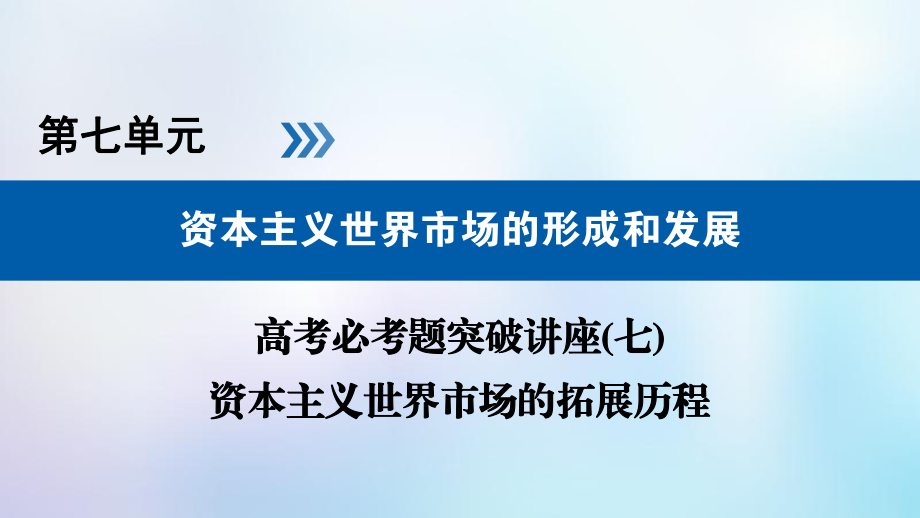 歷史第七單元 資本主義世界市場的形成和發(fā)展 必考題突破講座7 資本主義世界市場的拓展歷程_第1頁