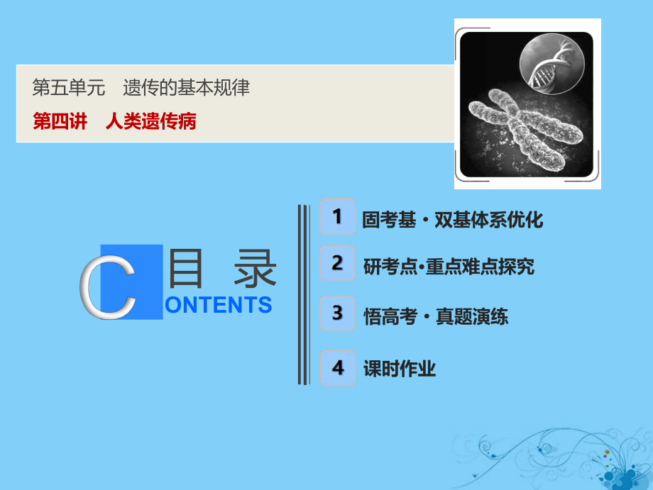 生物第五單元 遺傳的基本規(guī)律 第四講 人類遺傳病 蘇教版_第1頁