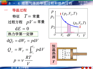 大學物理學教程（第二版）上冊：8-4 理想氣體的等溫過程和絕熱過程