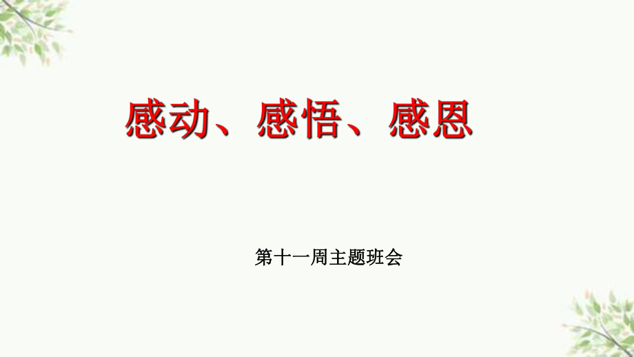 八年级11周班会：感动、感悟、感恩ppt课件_第1页