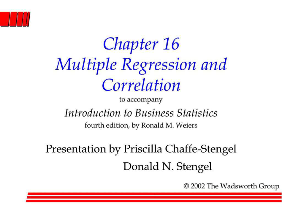 RegressionandCorrelation(商务统计导论-英文版)课件_第1页