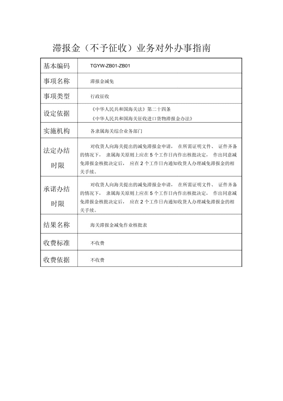 滞报金不予征收业务对外办事.doc_第1页