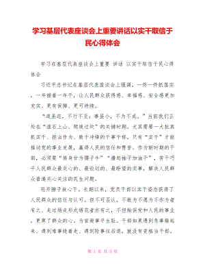 學(xué)習(xí)基層代表座談會上重要講話以實干取信于民心得體會