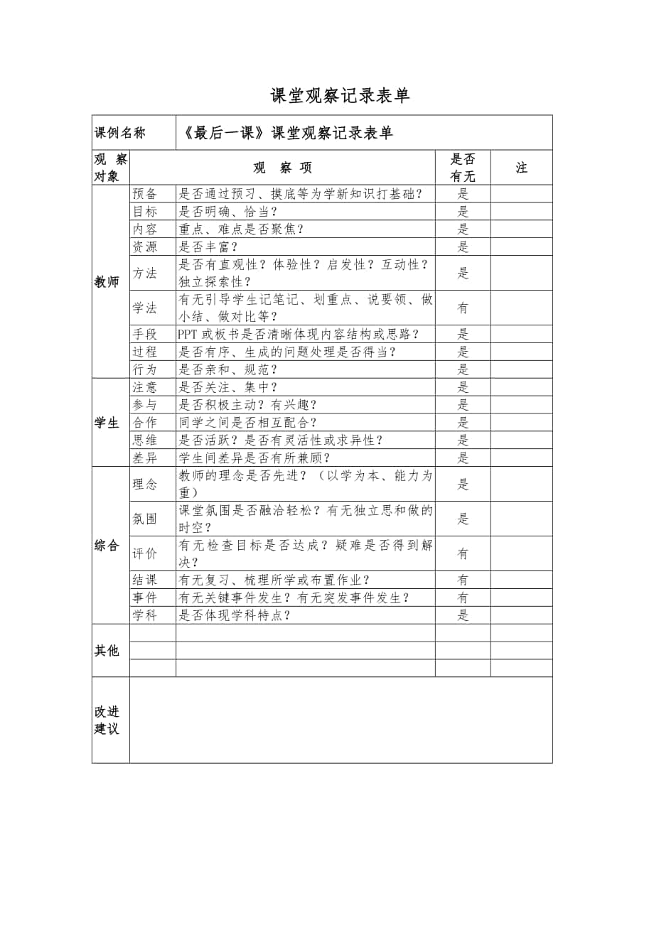 课堂观察记录表单 (3)_第1页