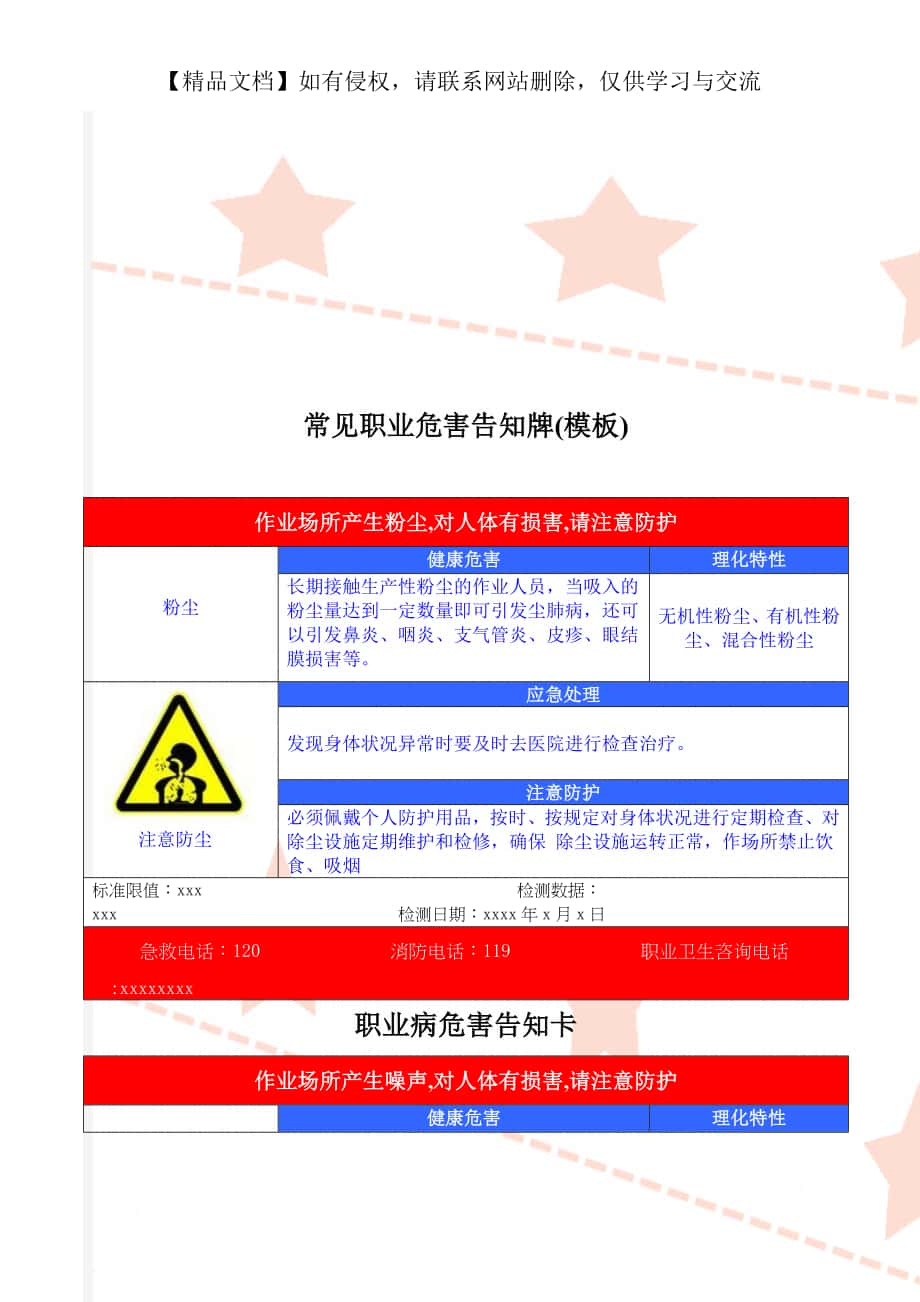 常见职业危害告知牌(模板)_第1页