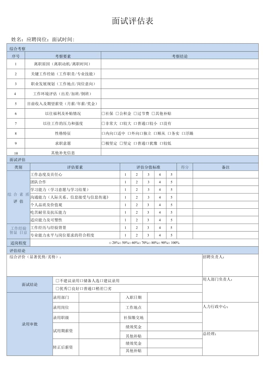 HR面试评估表模版.docx_第1页