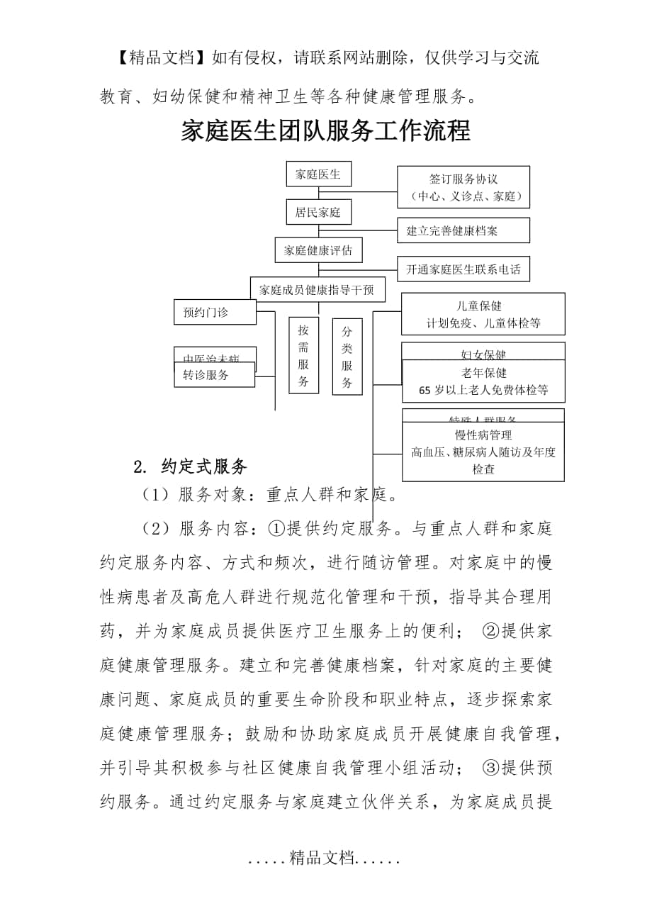 新区街道社区卫生服务中心家庭医生签约服务工作内容与流程