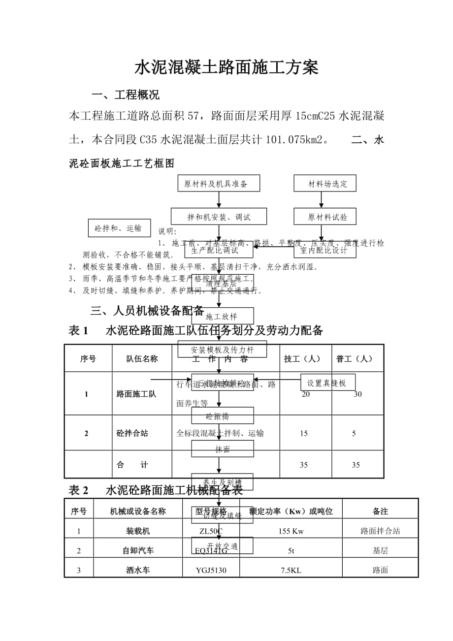 水泥混凝土路面施工方案_第1页