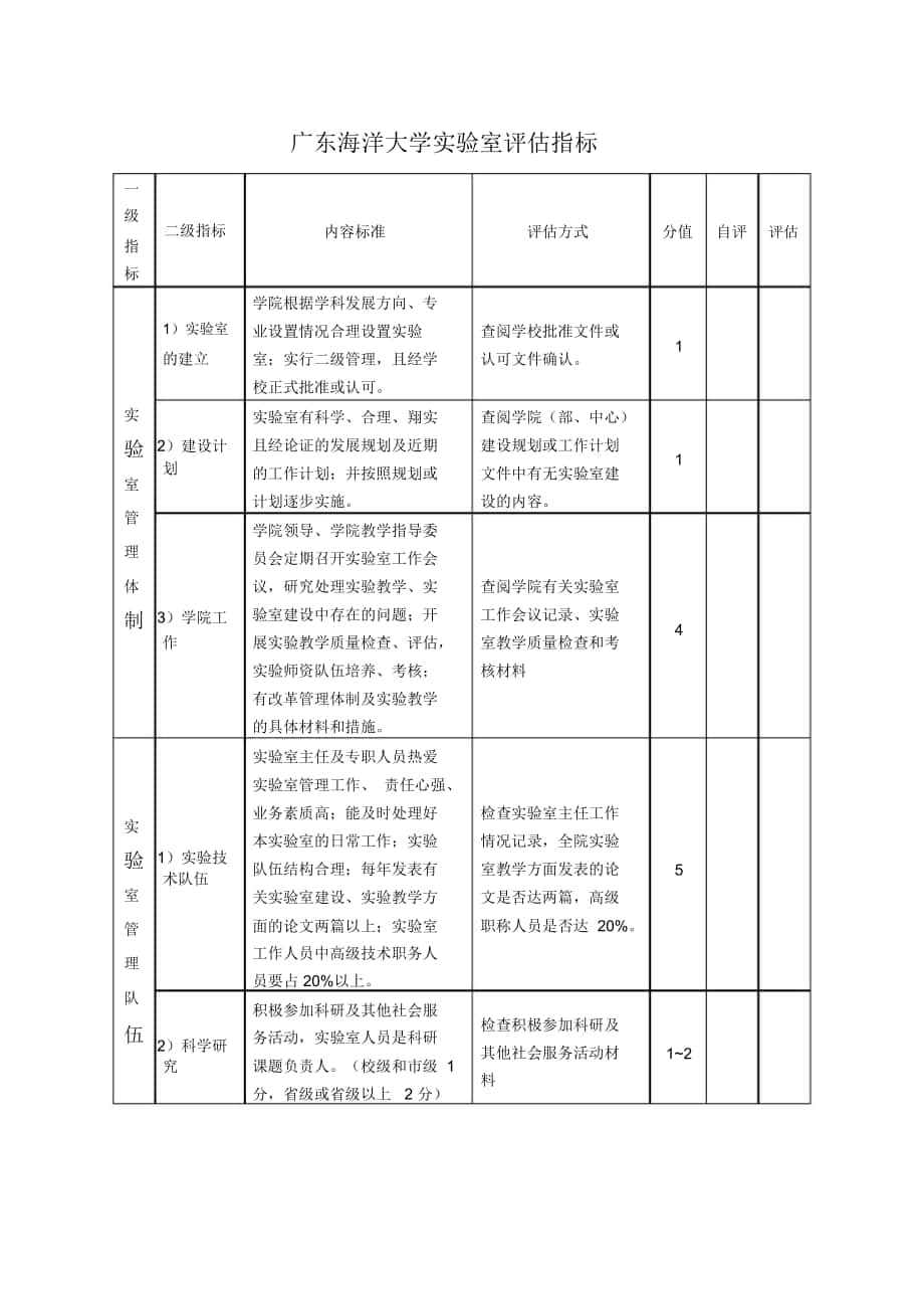 广东海洋大学实验室评估指标._第1页