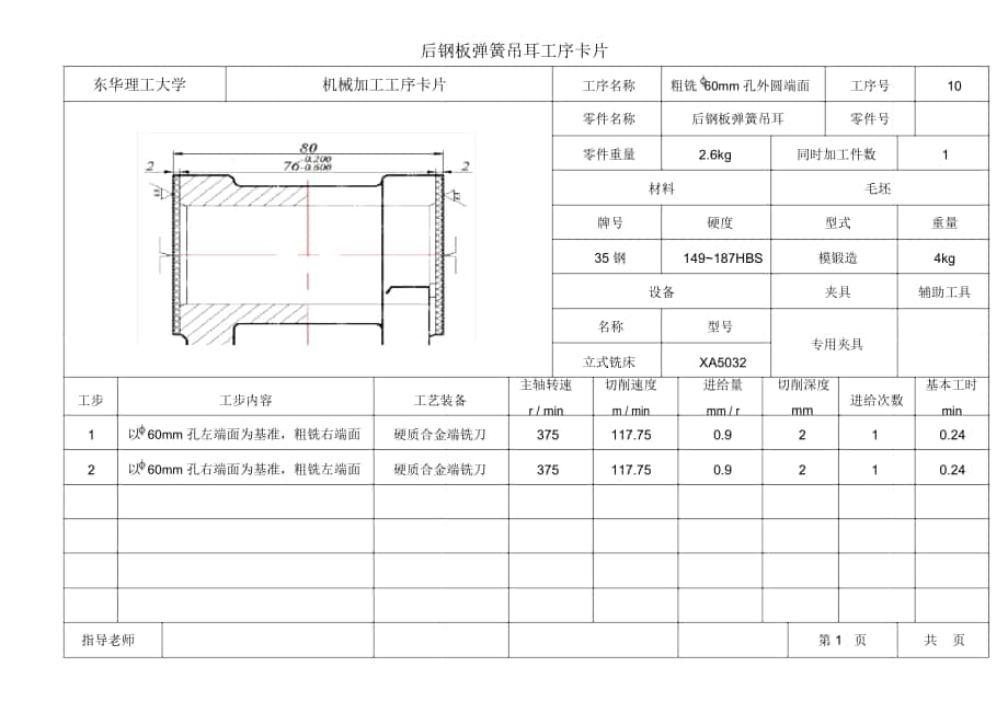 后鋼板彈簧吊耳工藝卡_第1頁(yè)