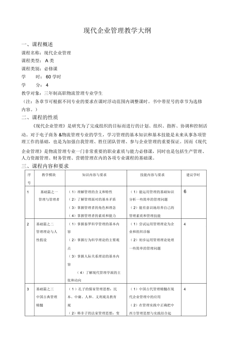 现代企业管理教学大纲_第1页