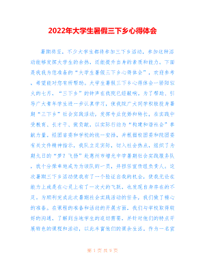 2022年大学生暑假三下乡心得体会.doc