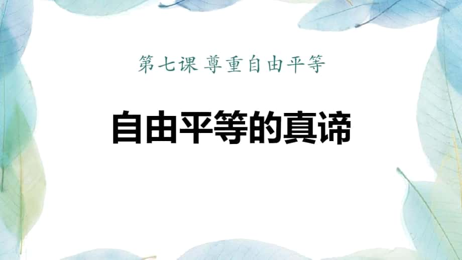 人教版道德與法治八年級下冊《自由平等的真諦》課件_第1頁