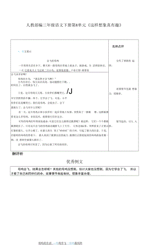 人教部編三年級(jí)語文下冊(cè)第8單元《這樣想象真有趣》優(yōu)秀例文.docx