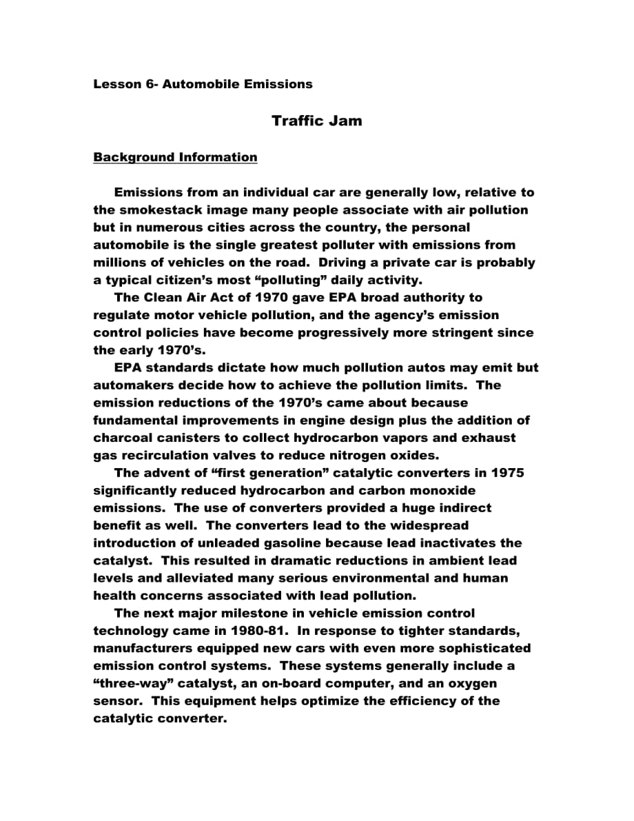 汽车专业 毕业论文 翻译 中英文Automobile Emissions_第1页