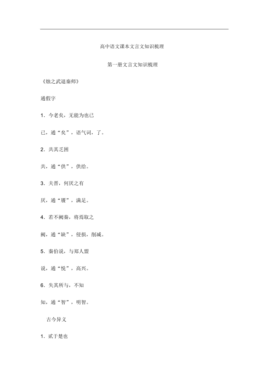 【備戰(zhàn)2020】高考語文文言文知識(shí)點(diǎn)大全_第1頁