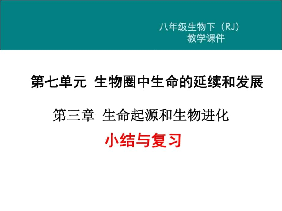 人教版八年級生物下冊第七單元第三章《生命起源和生物進化》小結(jié)與復(fù)習(xí)課件(20201214230922)_第1頁