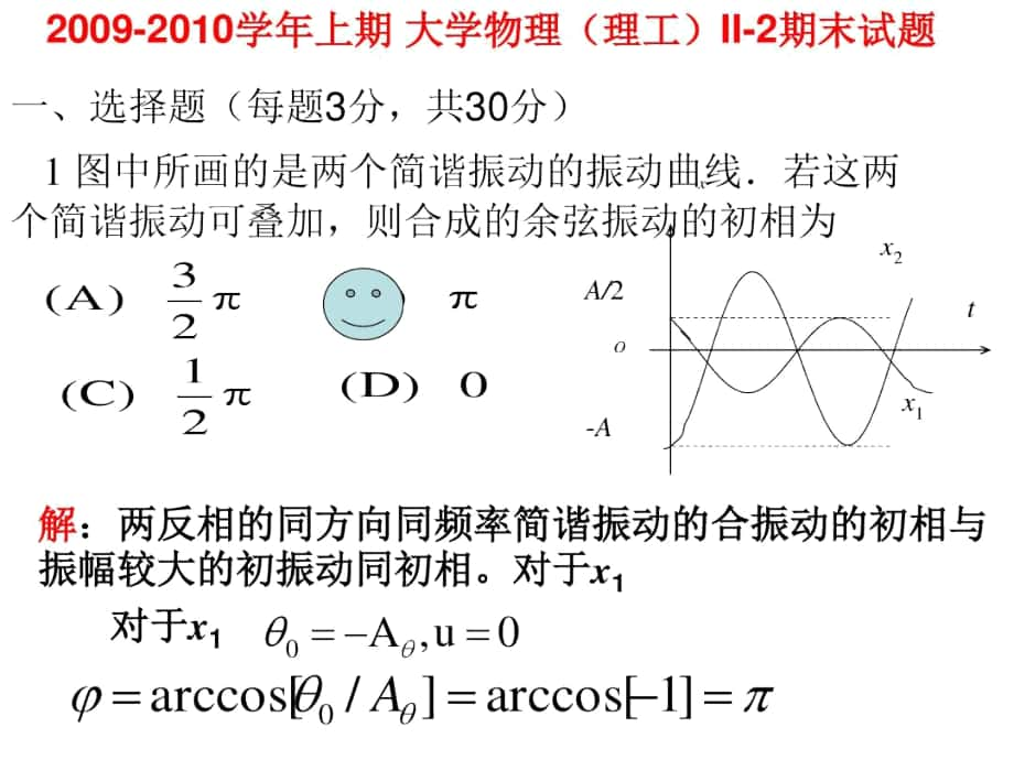 【2017年整顿】四川大年夜学-学年上期_大年夜学物理(理工)II-2_期末试题讲评_第1页