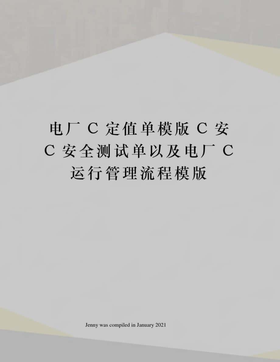 电厂C定值单模版C安C安全测试单以及电厂C运行管理流程模版_第1页