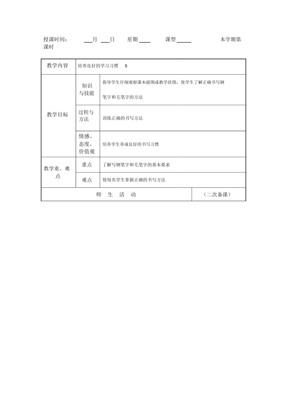 2018-2019年苏教版三年级上册《培养良好的习惯5》教学设计5_第1页