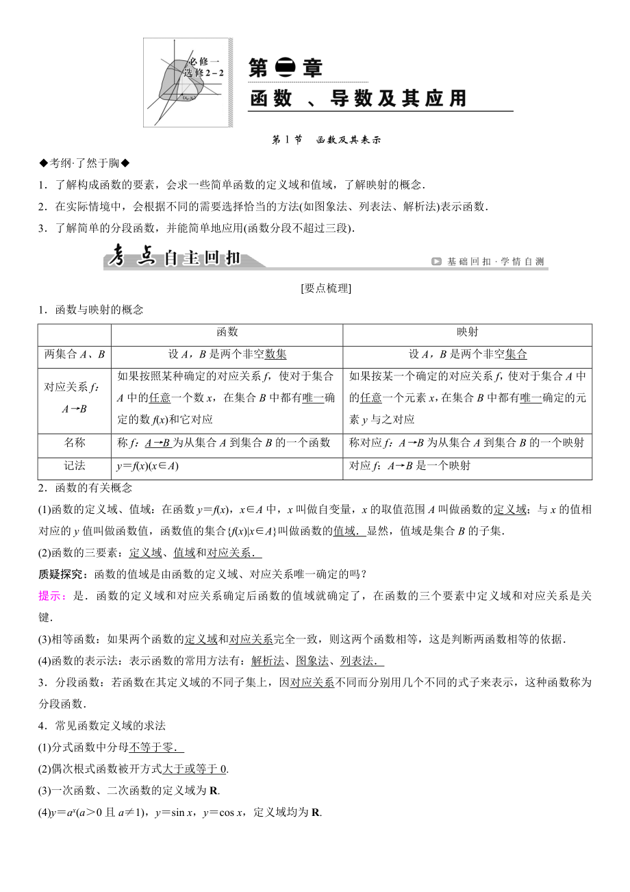 第二章 函数、导数及其应用 复习讲义_第1页