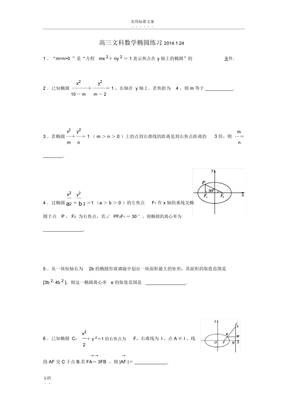 高三文科椭圆题型全解_第1页