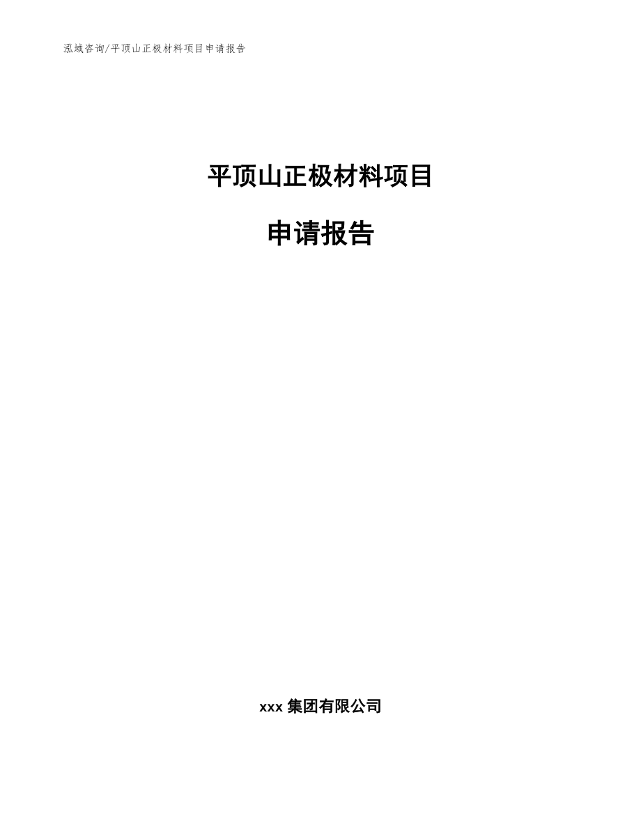 平顶山正极材料项目申请报告（模板范文）_第1页