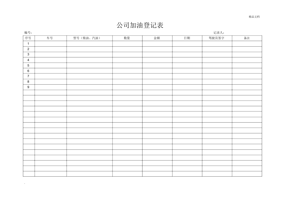 公司用车、加油登记表_第1页