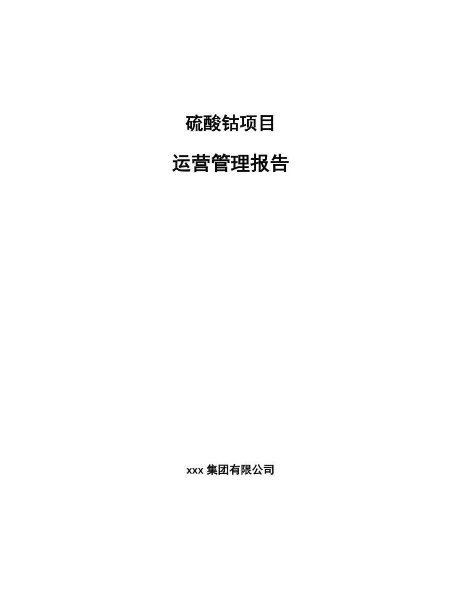 硫酸钴项目运营管理报告（范文）_第1页