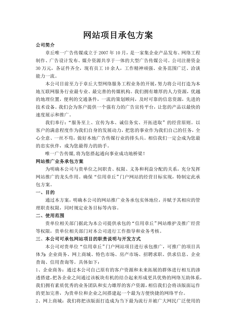 网站项目承包方案_第1页