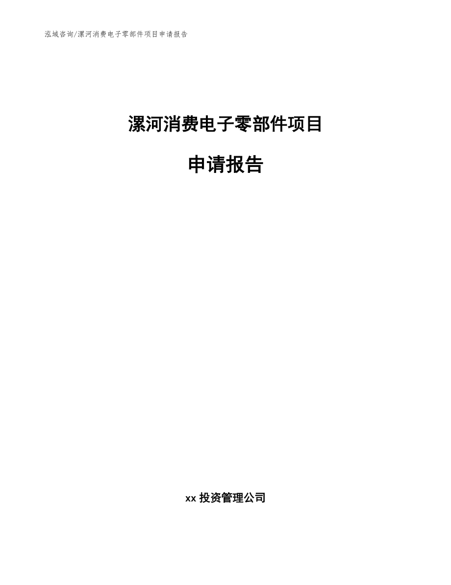 漯河消费电子零部件项目申请报告_第1页